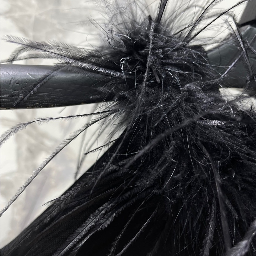Saint Laurent Black Strapless Feather-Trim Sheath Dress - Picture 3 of 9